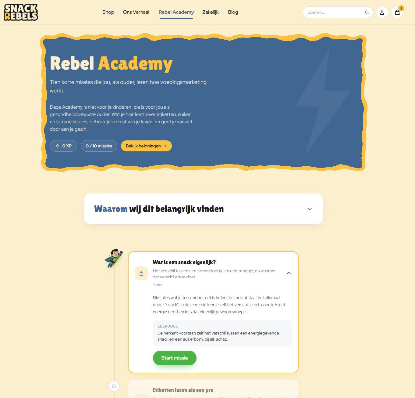 De Rebel Academy op snackrebels.nl: tien korte missies die ouders leren hoe voedingsmarketing werkt.
